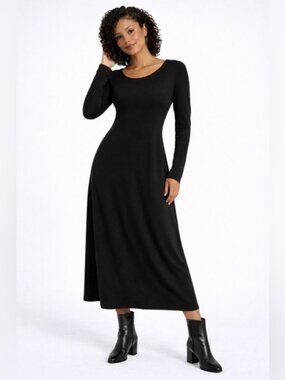Ann Taylor Black Long Sleeve Midi Dress – Size M